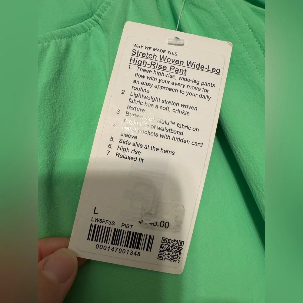 WNS Lululemon Stretch Woven Wide-Leg High Rise Pants Bright Green Size Large